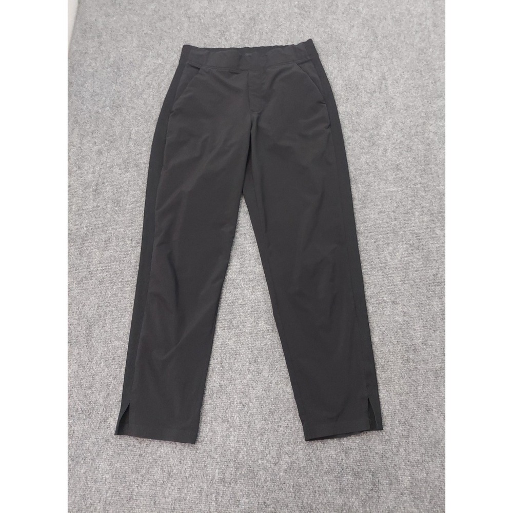 Athleta Brooklyn Pants Women 2 Black Ankle Slit Pull On Pockets Stretch Mid Rise